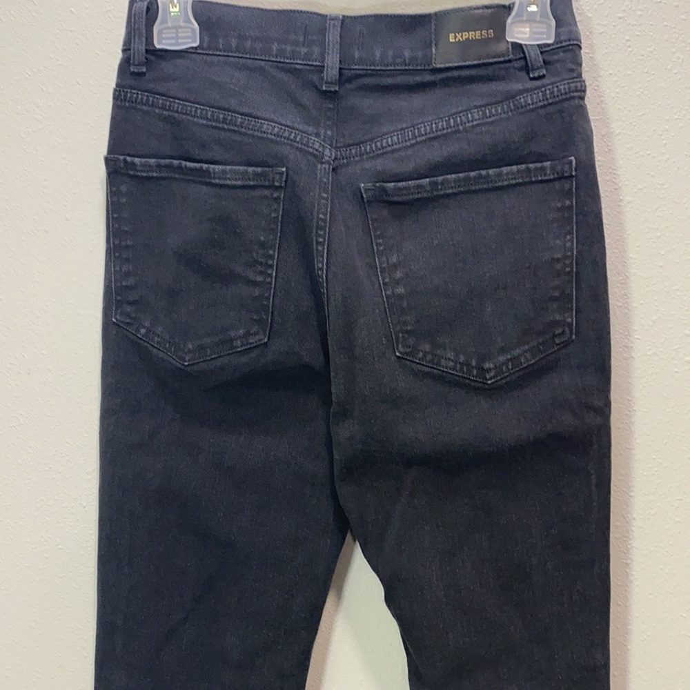 Express‎ slim super high rise distressed jeans in black - Picture 5 of 14